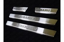 Накладки на пороги (лист шлифованный надпись Subaru XV)