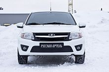 Зимняя заглушка решетки переднего бампера Lada (ВАЗ) Granta лифтбек 2014-2018 (I дорестайлинг)