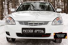 Защитная сетка решетки переднего бампера Lada (ВАЗ) Приора (хэтчбэк) 2012-2013