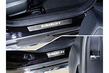 Накладки на пороги (лист шлифованный надпись Subaru XV) 4шт